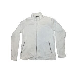 Theory Knit Cotton White/Gray Zip Up Jacket Size S 100% Cotton